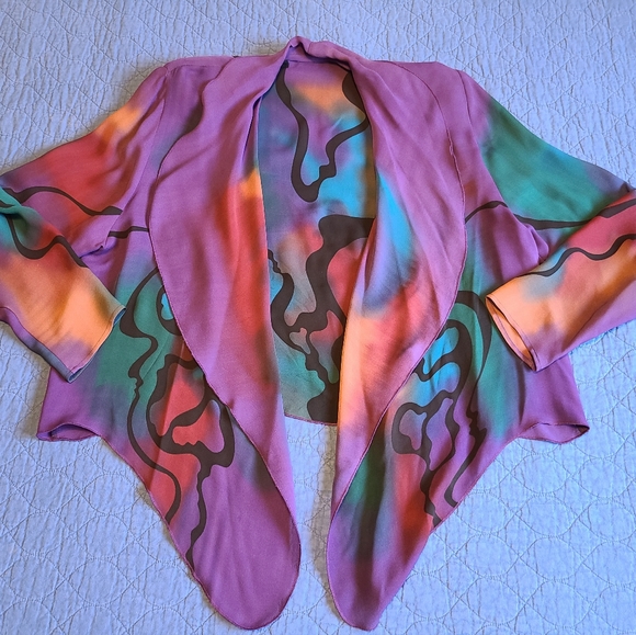 Gorgeous Wearable Art Stylized Open Front Kimono Jacket By Louise Blumberg ♥️ ✨️ - Picture 9 of 16